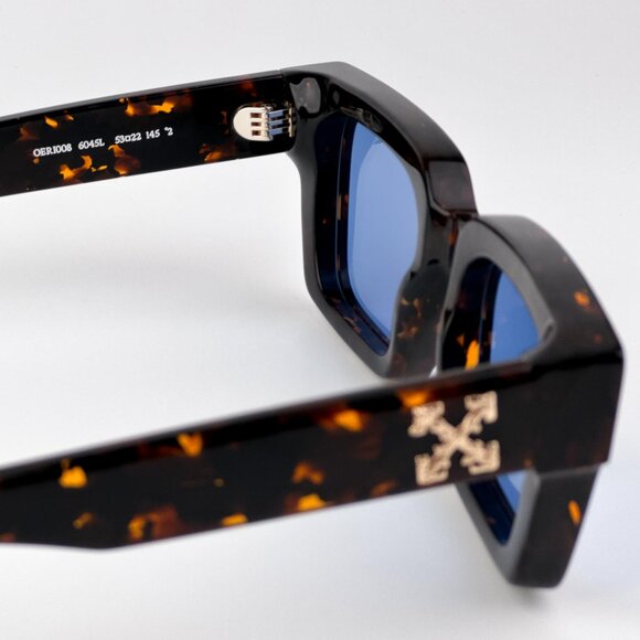 Off-White VIRGIL Sunglasses – Havana Square Frame Blue | Model OERI008 6045 - Picture 8 of 11
